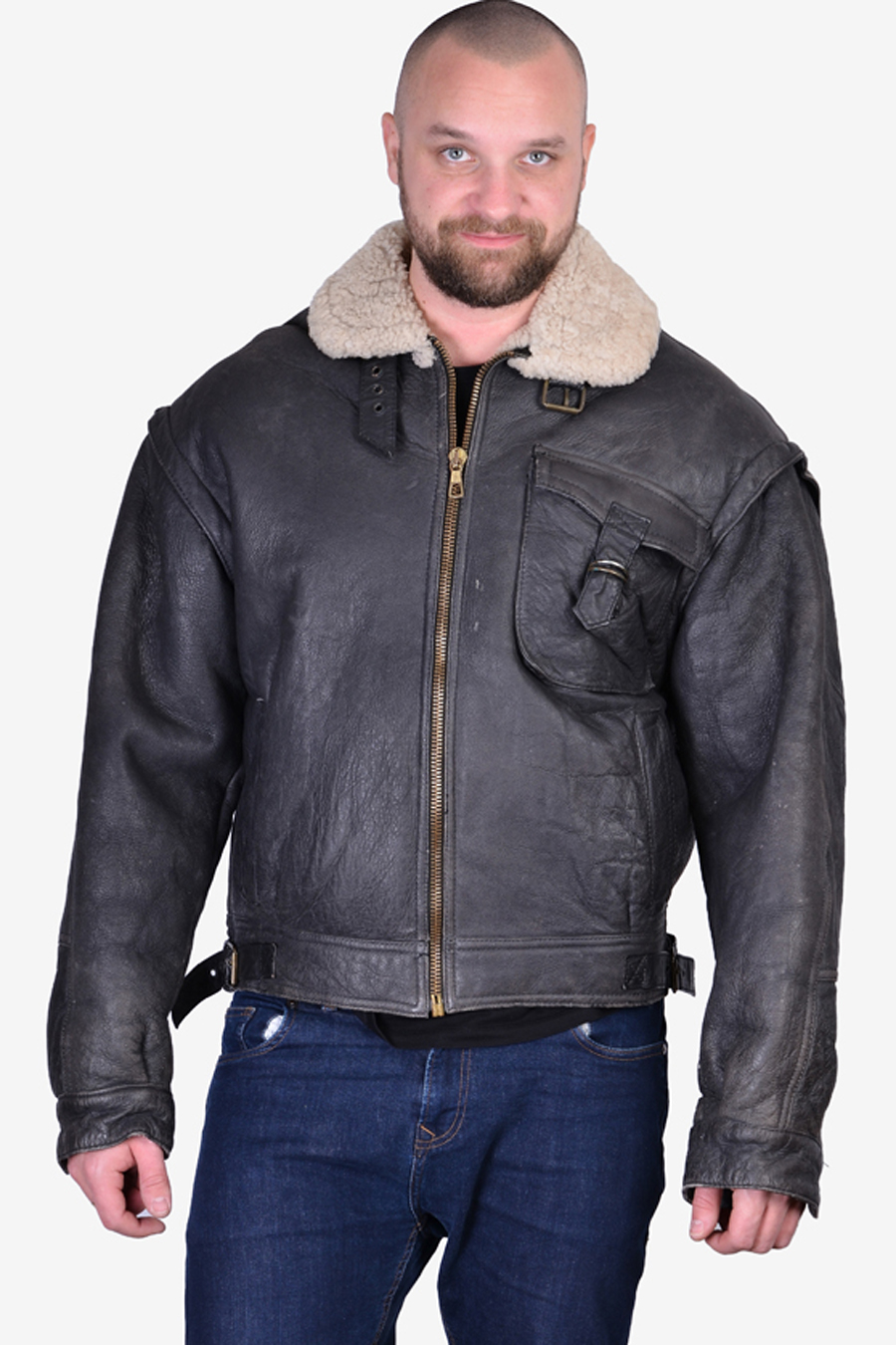 Vintage leather jacket size L Black