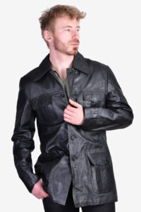 Vintage 1970's black leather jacket