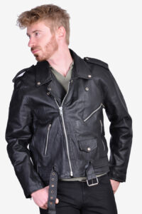 Vintage men's leather biker jacket