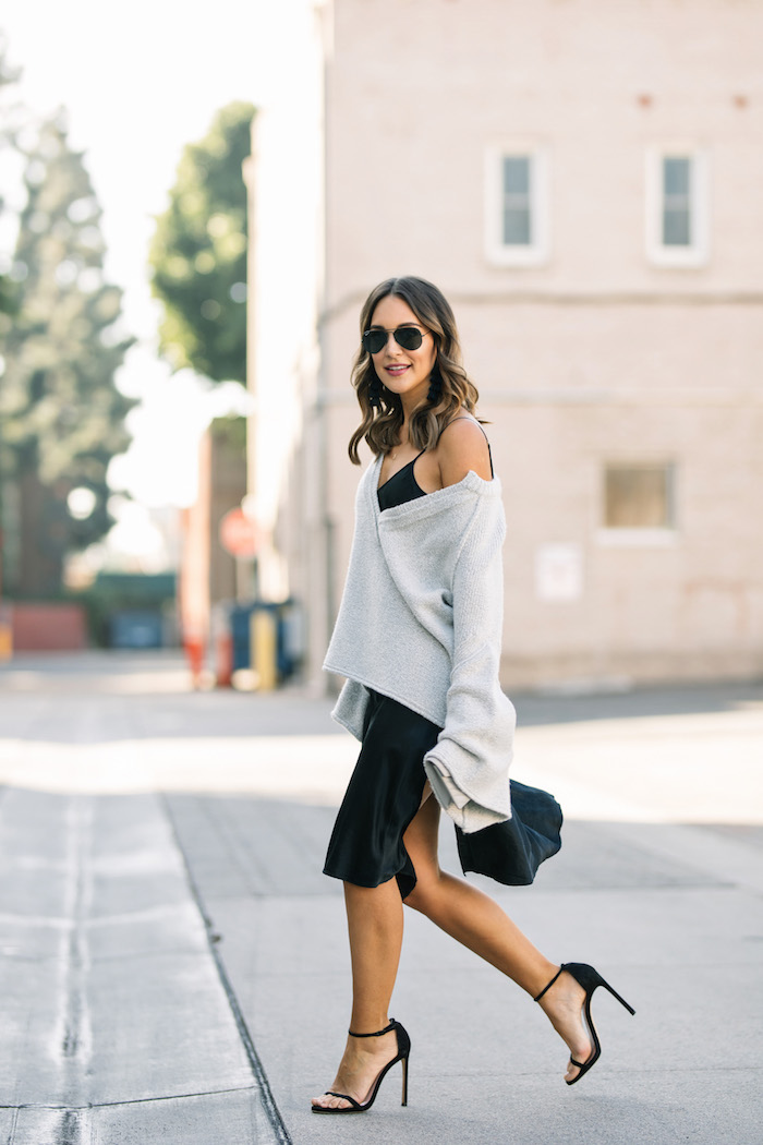 Layering a Sweater Over a Slip Dress