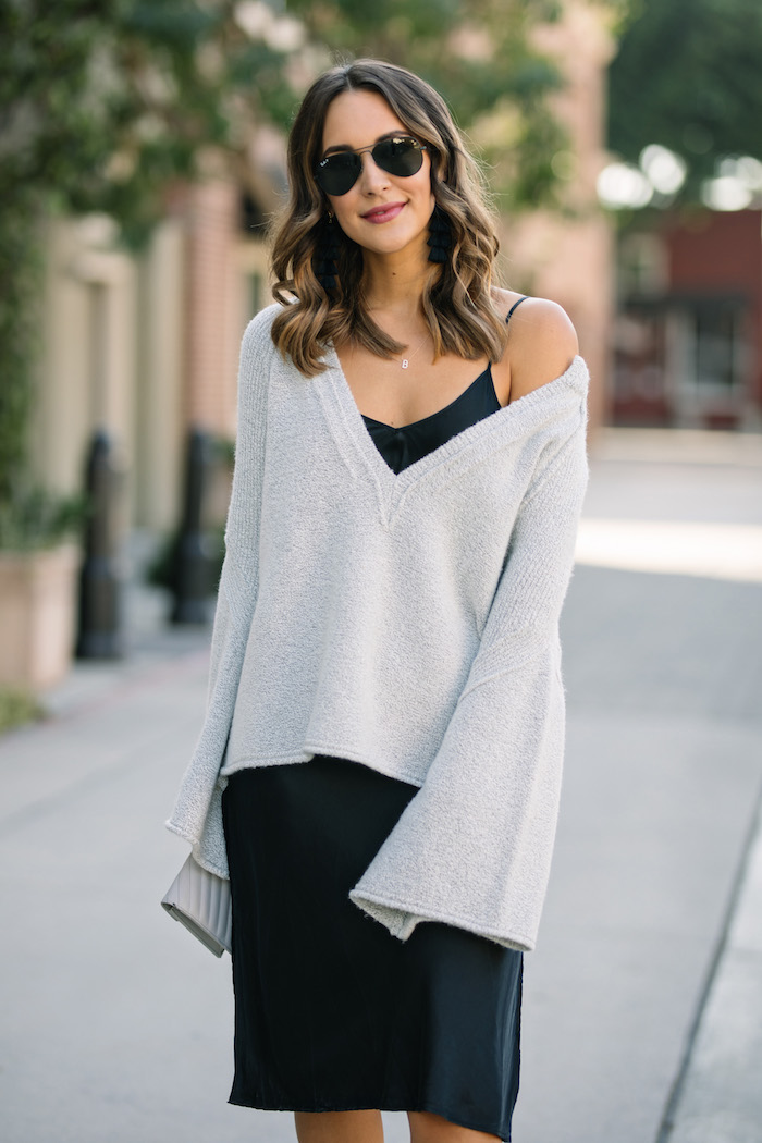 Layering a Sweater Over a Slip Dress
