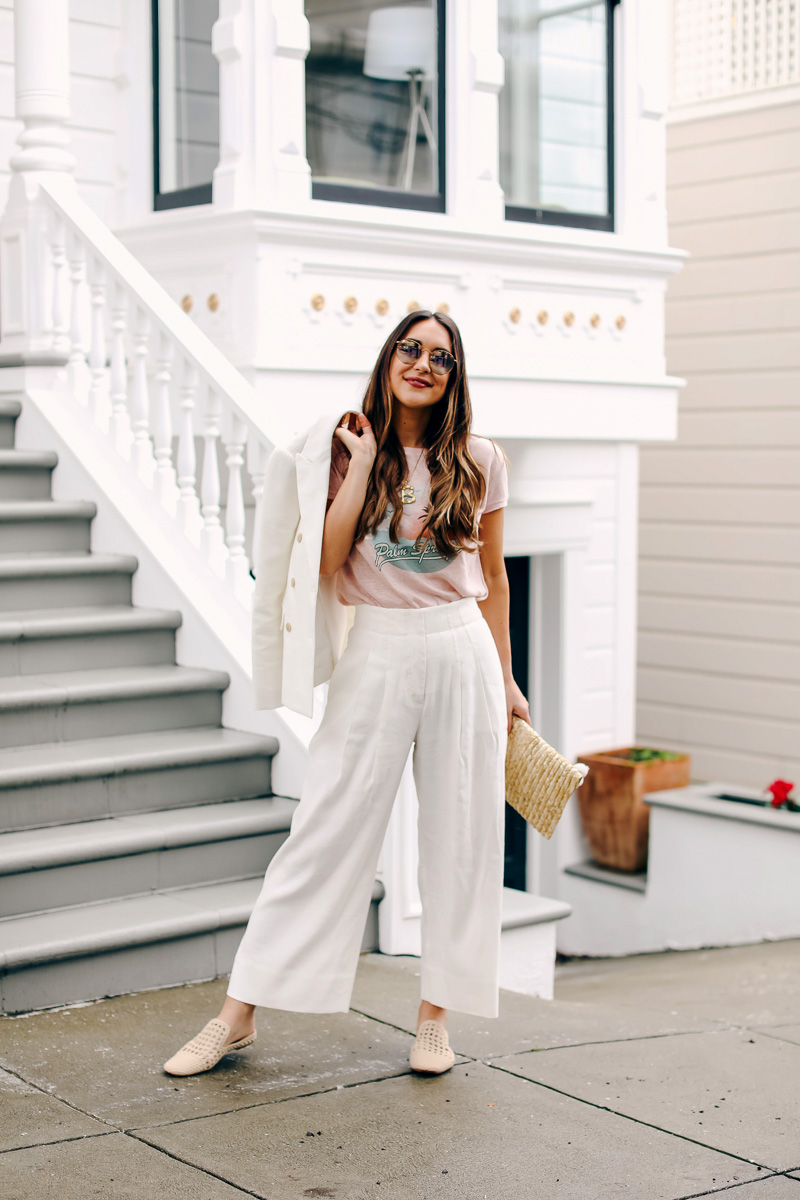 white linen pants