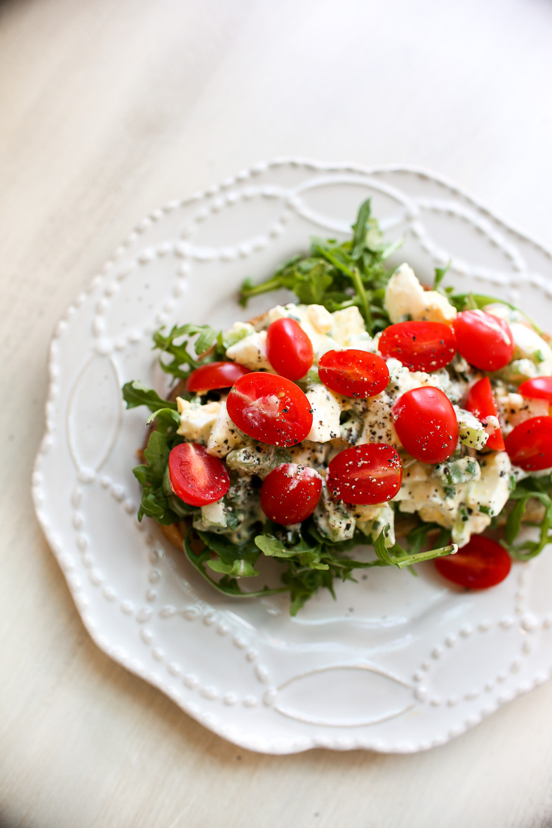 egg salad and arugula