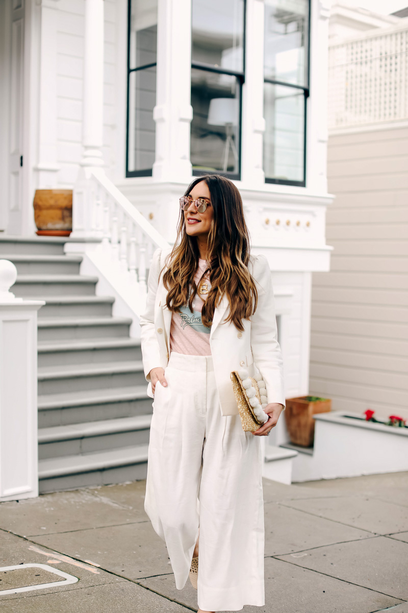 white linen blazer