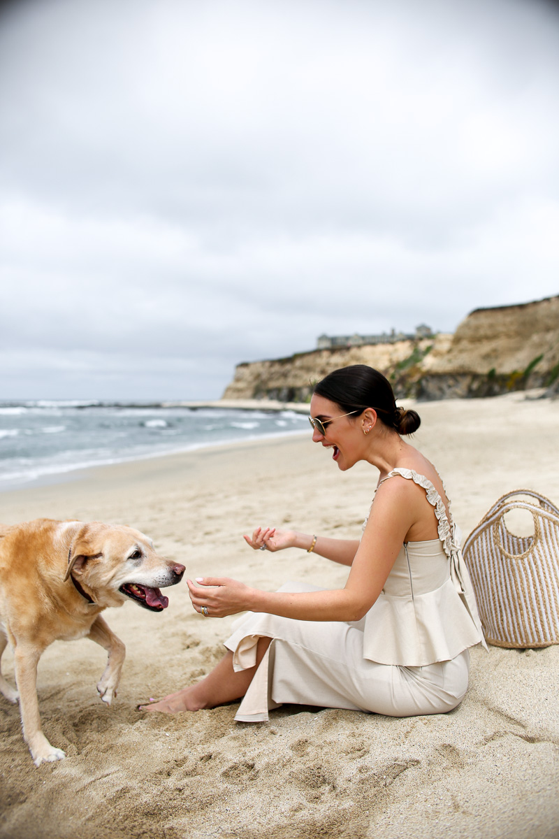 striped beach bag