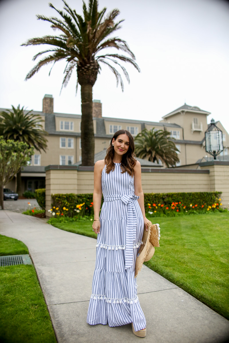 Striped shop tassel dress