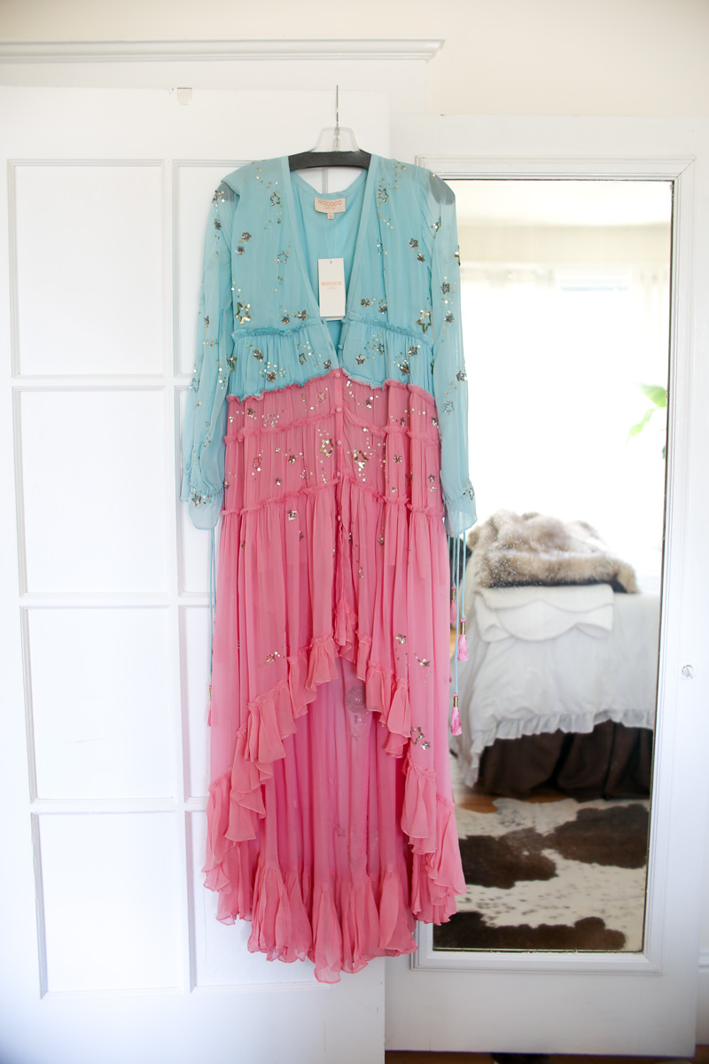 pink and blue maxi dress