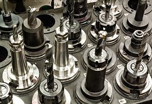 Close up view of CNC machine tools