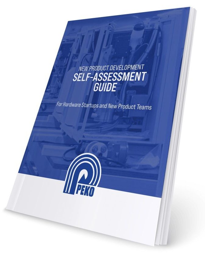 Cover of PEKO's downloadable New Product Development Self-Assessment Assessment Guide for Hardware Startups and New Products Teams whitepaper