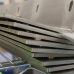 Close-up of formed sheet metal parts