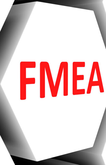 FMEA graphic with engineering, process, and quality icons representing failure mode and effects analysis for OEM manufacturing risk assessment.