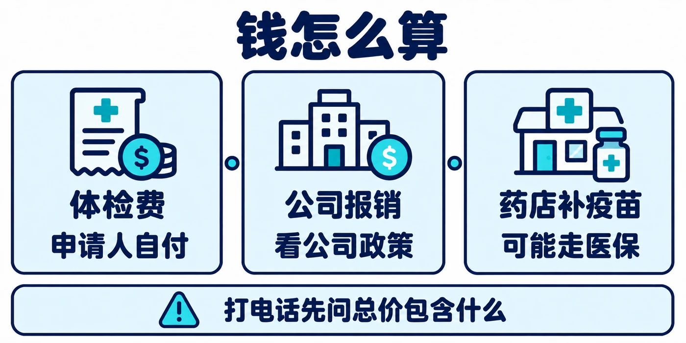 体检费用怎么算:体检费申请人自付;公司报不报看公司政策;药店补疫苗可能走医保
