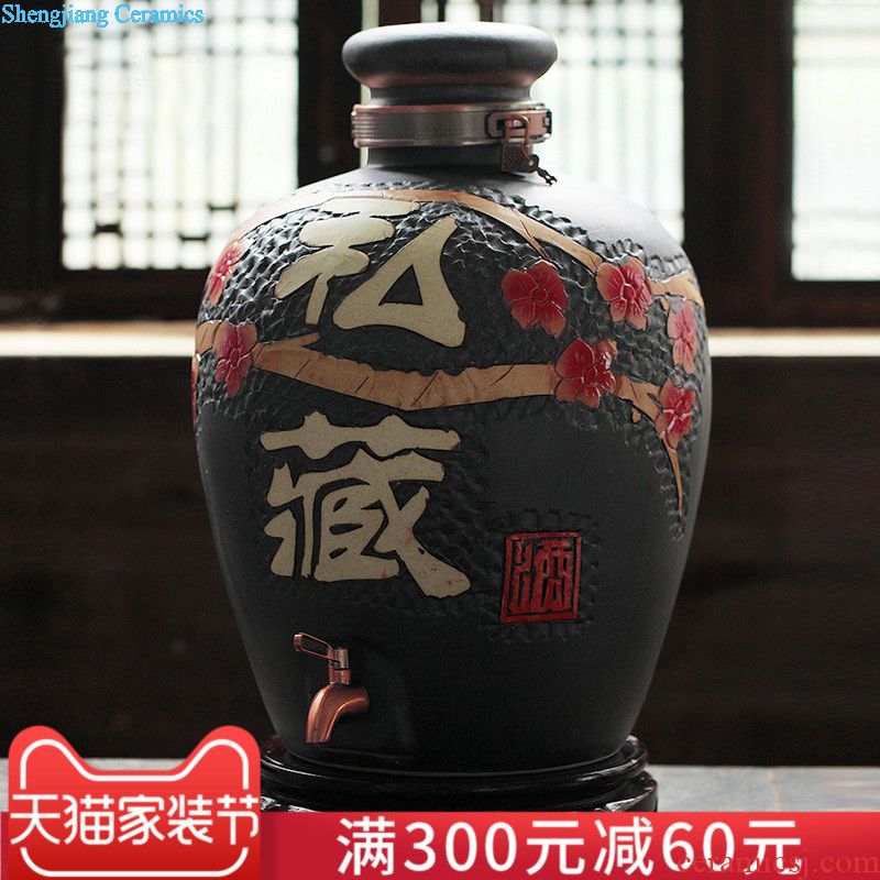 Jingdezhen ceramic wine jars 5 jins put seal white foam bottle furnishing articles creative decorative household tank cylinder pot of restoring ancient ways