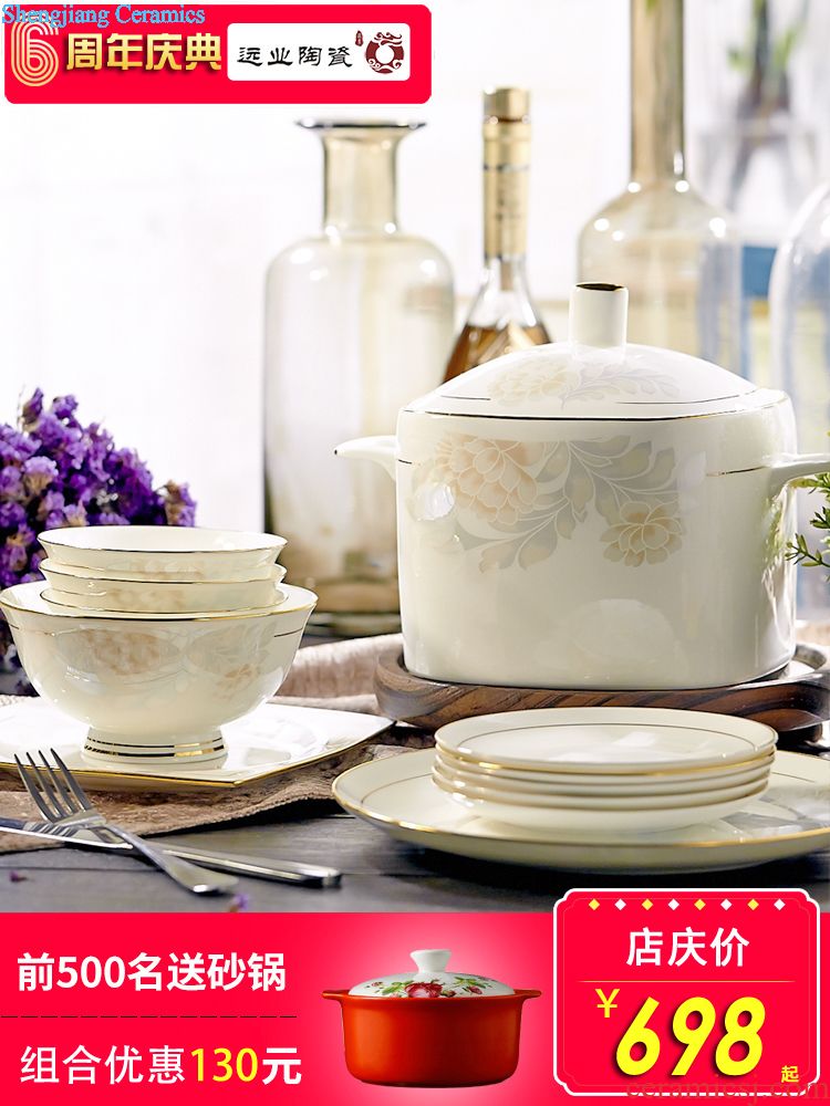 Bone China tableware suit of jingdezhen ceramic dishes suit domestic high-grade 60 head of European dishes porcelain combination