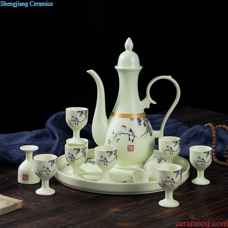 Your kiln kung fu tea set home office of jingdezhen ceramic ice crack glaze teapot tea cups of a complete set of sea