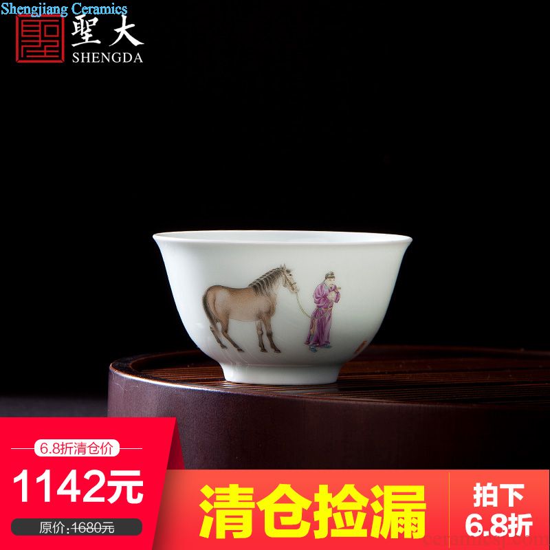 Holy big ceramic sample tea cup free hand-painted porcelain figure master weng travel cup one cup of jingdezhen kung fu tea set