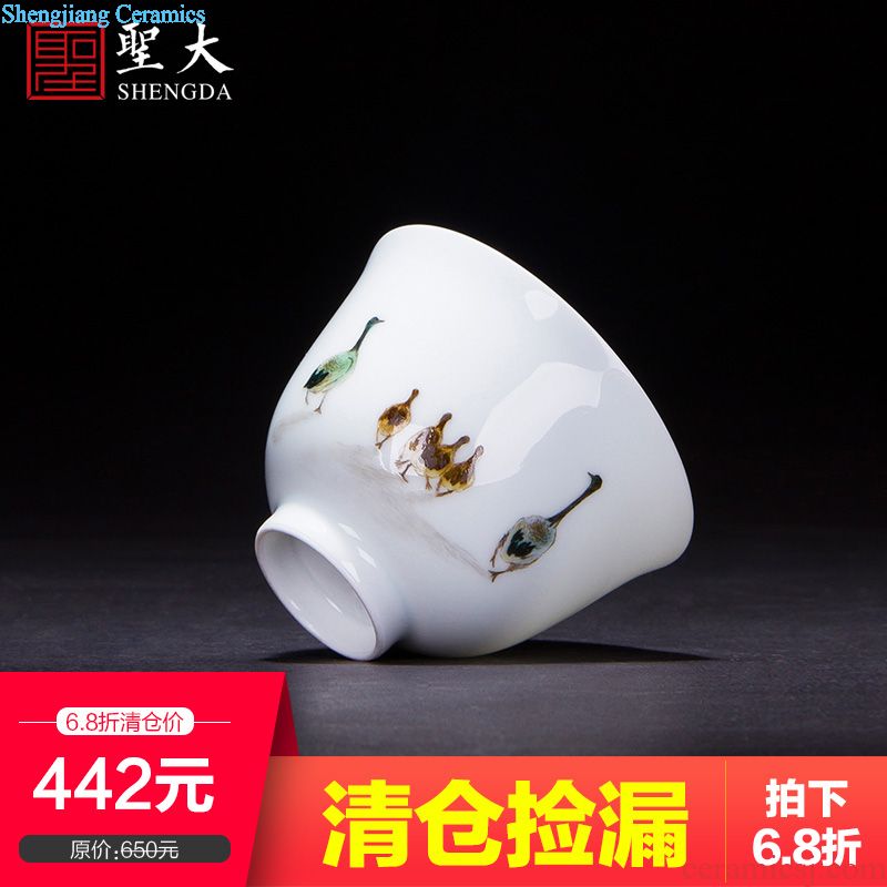 Clearance rule ceramic kung fu tea master cup hand-painted pastel radish cabbage cylinder cup jingdezhen tea cup