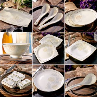 Jingdezhen porcelain tableware portfolio bone bone porcelain ceramic tableware suit dish bowl round plate