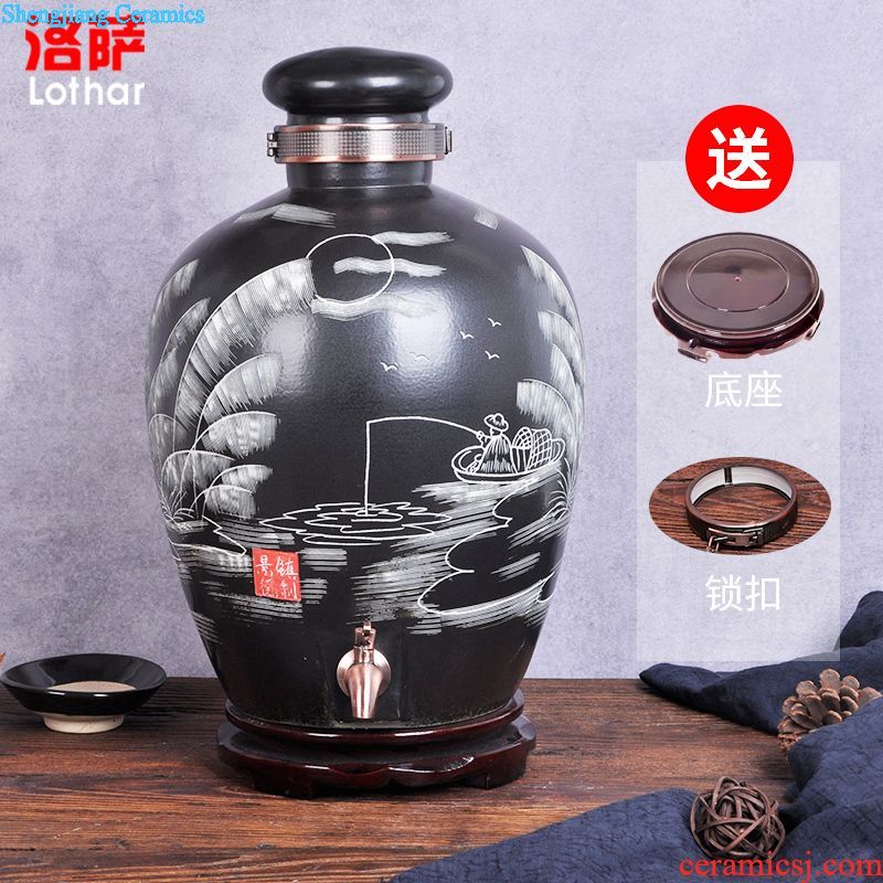 Jingdezhen ceramic barrel 20 jins 30 jins storage tank ricer box grain jar sealed tank meter box green fruit box