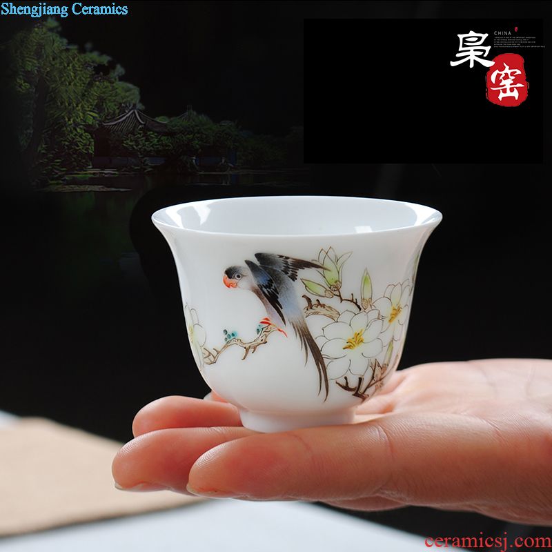 Jingdezhen ceramic painting of flowers and individual cup single cup colored enamel sample tea cup masters cup hand-painted butterfly kung fu tea cups