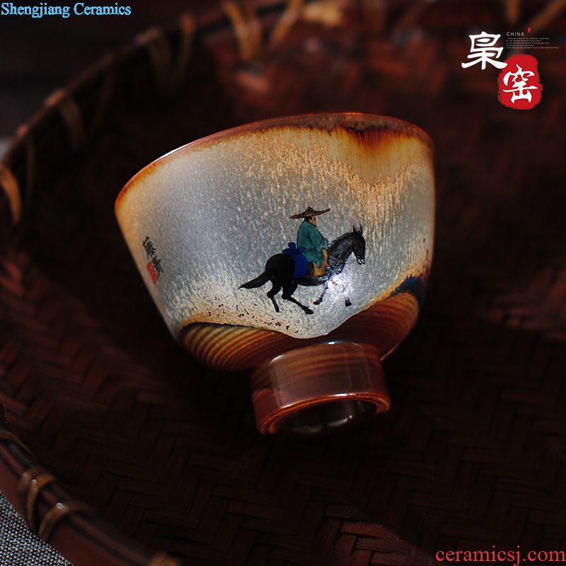 Jingdezhen ceramic kung fu tea cup single cup hand-painted enamel hat to a cup of tea light blue and white sample tea cup drawing personal cup