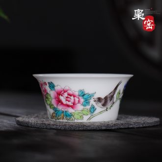 Owl kiln Jingdezhen hand-painted personal chenghua cup bucket cup Ceramic tea light bamboo lotus simple but elegant small cup by hand