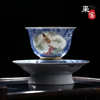 Jingdezhen thread colored enamel porcelain sample tea cup hand-painted paint masters cup golden lion noggin single cup by hand