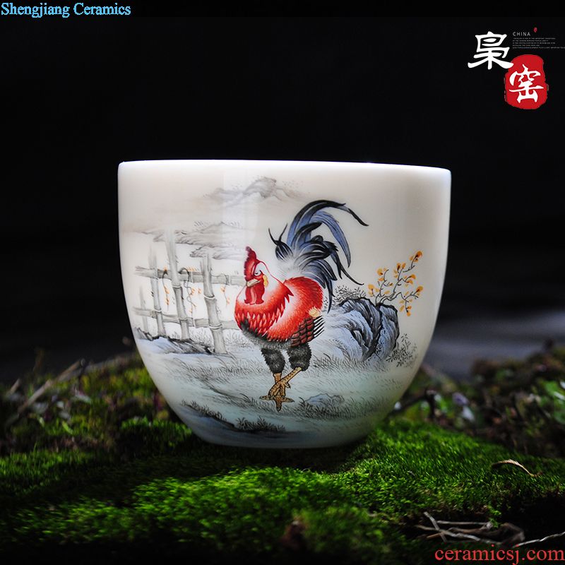 Jingdezhen ceramic cups with cover glass office Large tea cup hand-painted colored enamel glass cup meeting