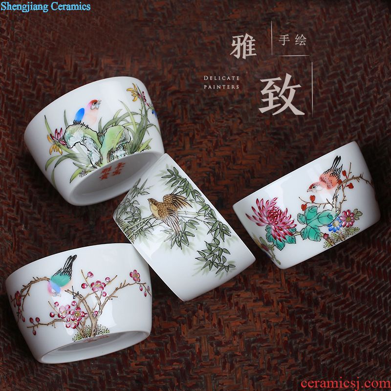 Manual jingdezhen ceramic kung fu tea cup single cup color thread flower sample tea cup hand-painted personal small tea cups