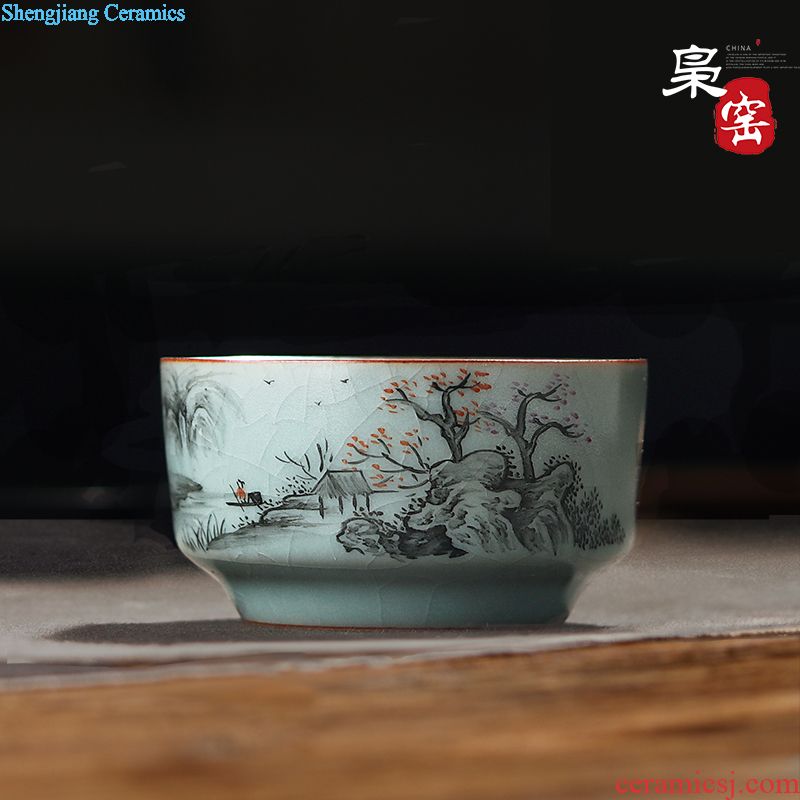 Jingdezhen tea set single glass ceramic cups of tea light colored enamel hand-painted kung fu master cup sample tea cup individual cup