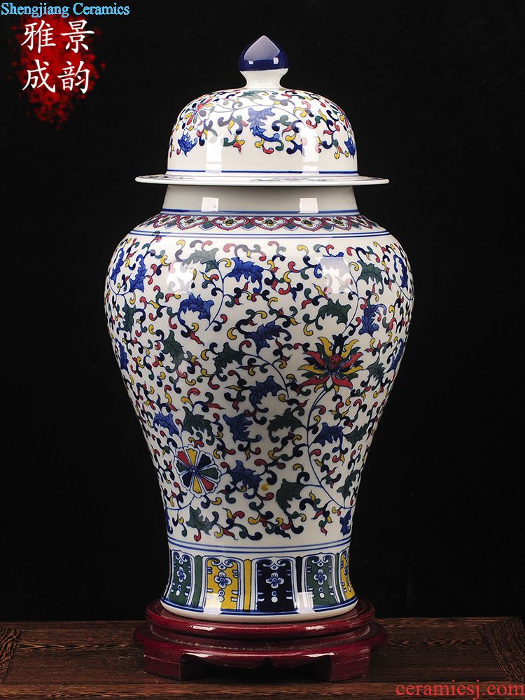 Jingdezhen ceramic Chinese red vase furnishing articles home decoration new Chinese flower arranging bottle porcelain arts and crafts