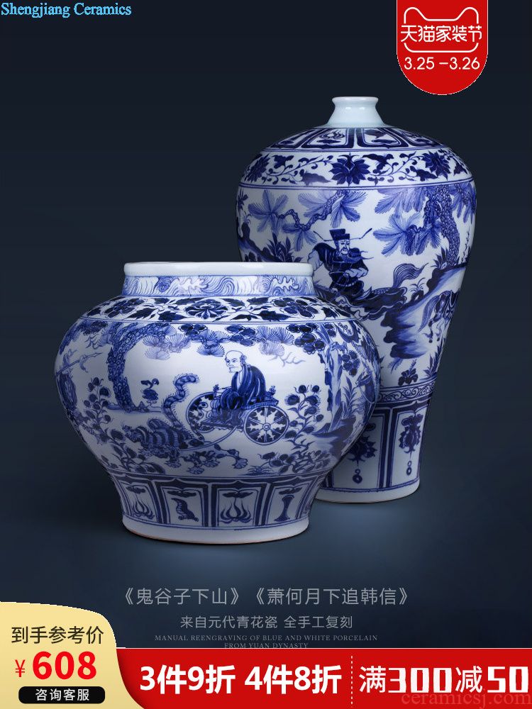 Jingdezhen ceramics hand-painted large vases, flower arrangement sitting room of Chinese style household adornment TV ark rich ancient frame furnishing articles