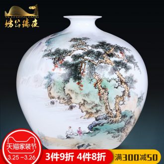 Jingdezhen ceramics antique coral red paint dragon barrels vase large Chinese style living room TV cabinet furnishing articles