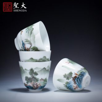 Santa jingdezhen ceramic hand-painted colored enamel hill sea water lines tureen manual kung fu tea set all three tureen