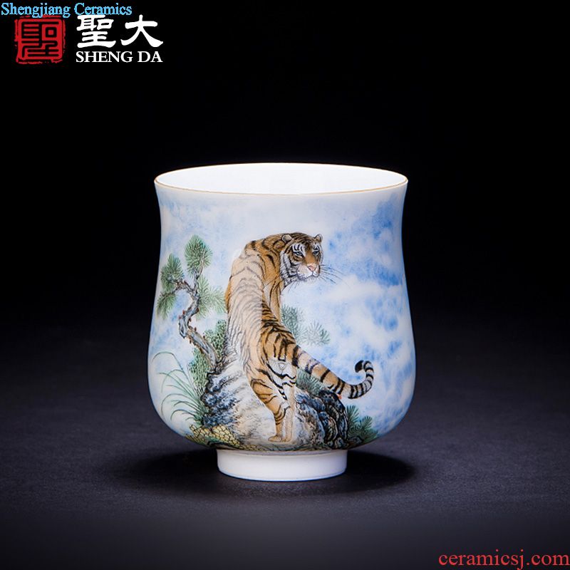 Individual sample tea cup cup of jingdezhen ceramic hand-painted new colour "the beauty of the four seasons" single cup all hand kung fu tea cups