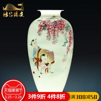 Jingdezhen ceramics vase furnishing articles imitation qing qianlong steak nine peach plum bottle of the sitting room of Chinese style household ornaments