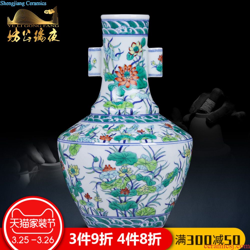 Jingdezhen ceramics furnishing articles hand-painted yulan fragrance vase Chinese style household living room TV cabinet decorative arts and crafts