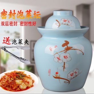 Jingdezhen ceramic pickle jar lead-free thickening kimchi altar sichuan pickles cylinder storage tank sealing