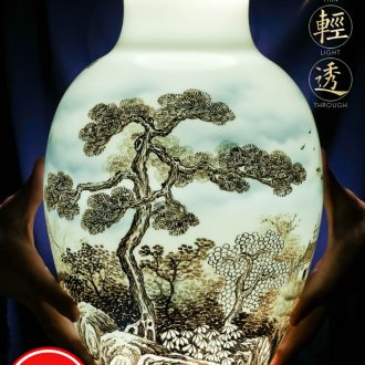 Jingdezhen ceramics imitation qing qianlong hand-painted porch decoration of Chinese style household longfeng gourd of blue and white porcelain vase