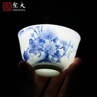 Santa teacups hand-painted ceramic kungfu pastel branch plum flower pattern master cup sample tea cup manual of jingdezhen tea service