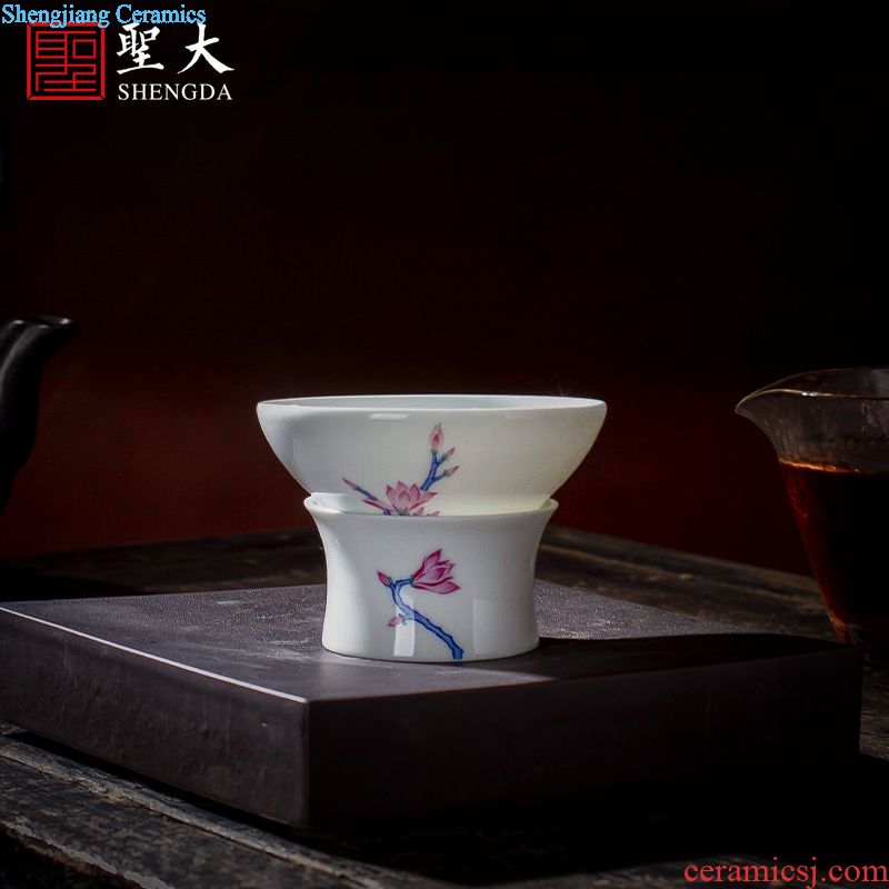 Holy big ceramic kung fu tea color suits hand-painted porcelain dou yulan eight head tureen jingdezhen set of tea cups