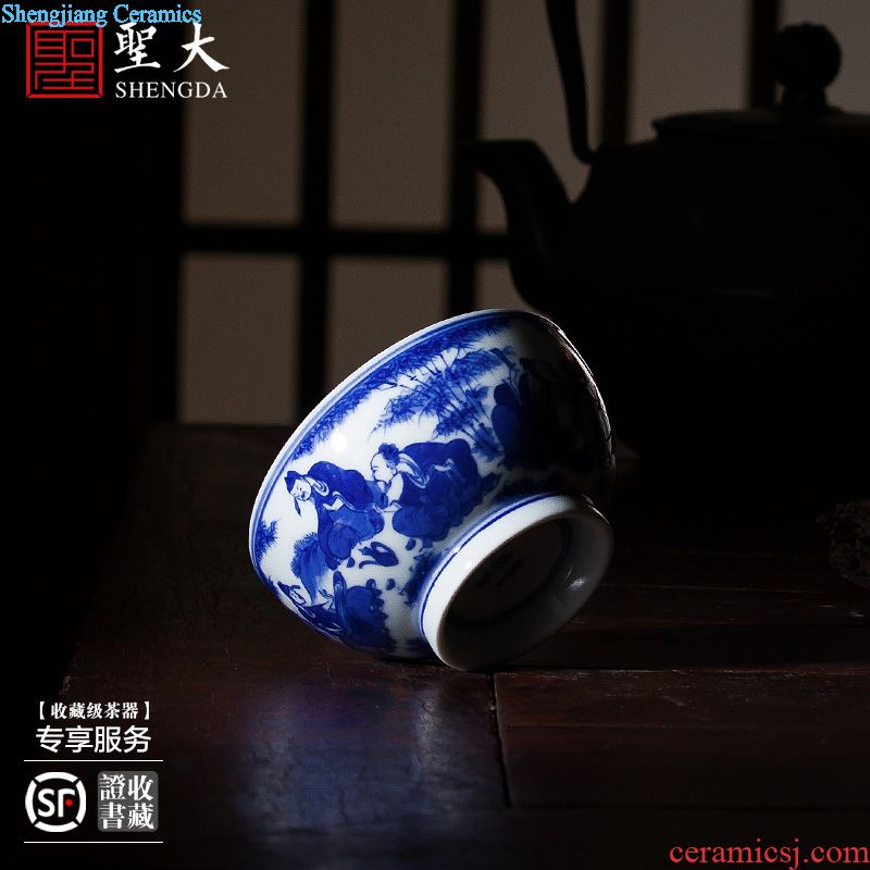 Santa teacups hand-painted wufu ceramics kung fu figure large bowl full manual tiger glass of jingdezhen tea service master