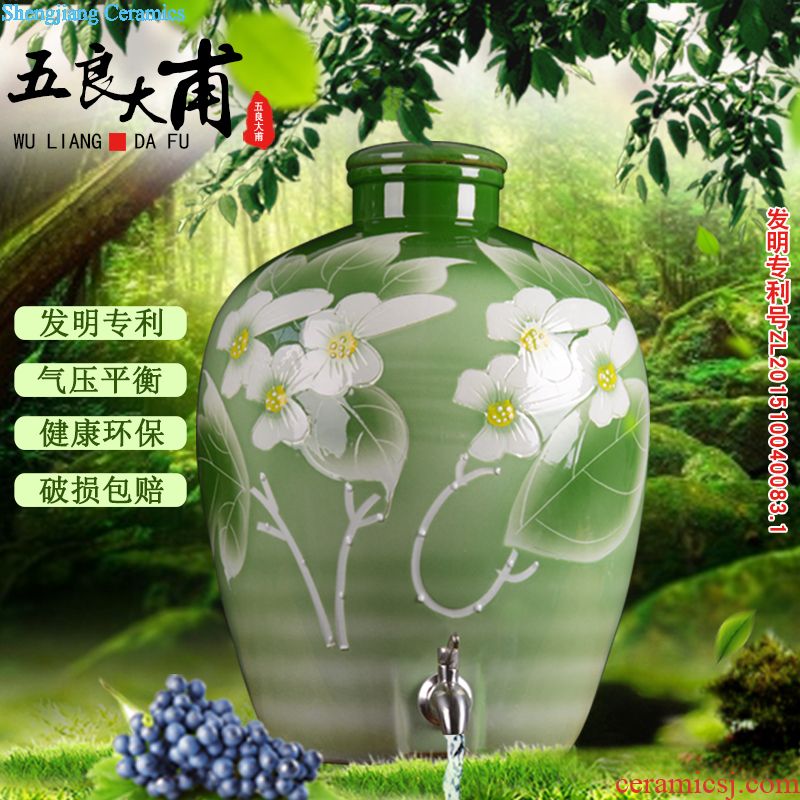 Jingdezhen ceramic jars bubble bottle with tap 10 jins 20 jins 30 jin wine 50 kg it sealed jar