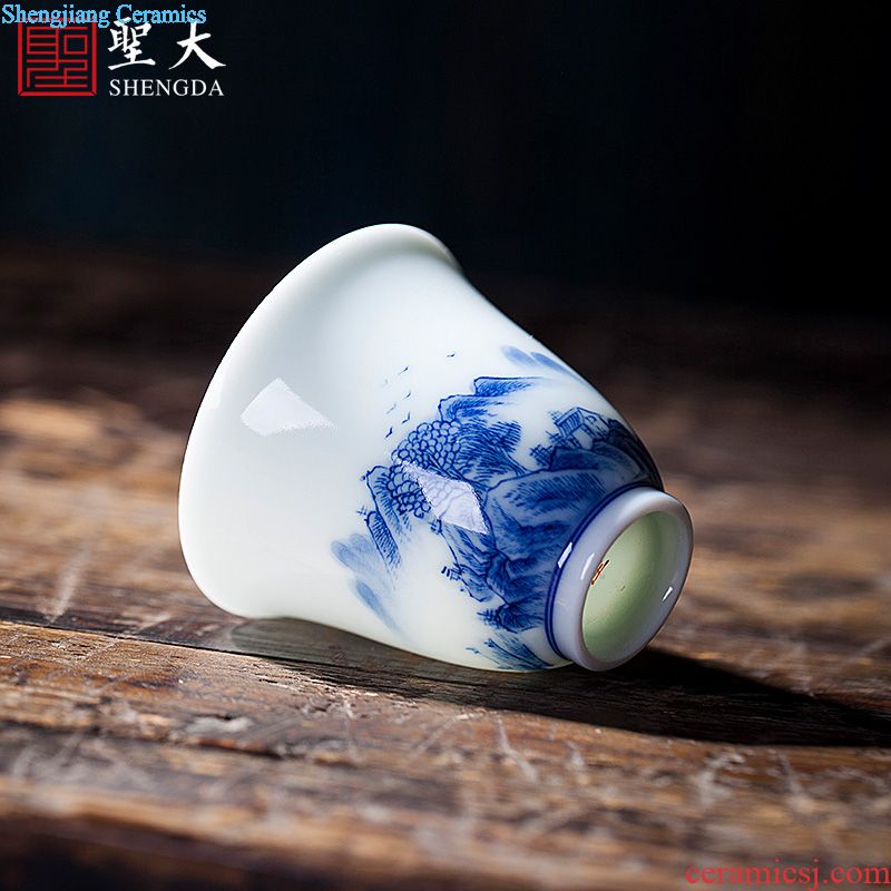 Kung fu master ceramic cups cup hand-painted sample tea cup hat to a cup of tea all hand jingdezhen blue and white porcelain tea set