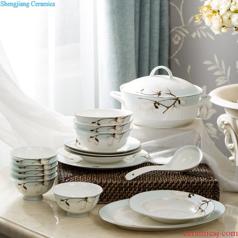 Far industry dishes suit household jingdezhen ceramic tableware suit 56 high-class european-style dishes chopsticks contracted