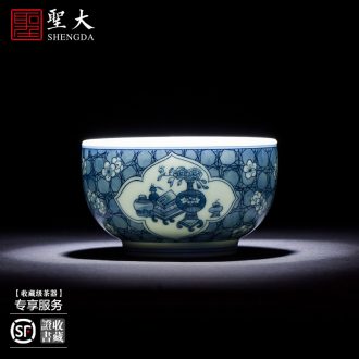 Santa teacups hand-painted ceramic kungfu pastel tabled view mountain water light sample tea cup single cup of jingdezhen tea service master