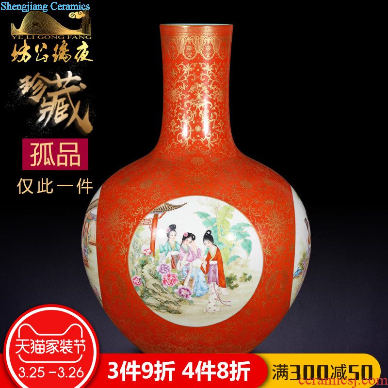 Jingdezhen ceramics furnishing articles imitation qing yongzheng blue glaze enamel plum bottle of dry flower vase household decorative arts and crafts