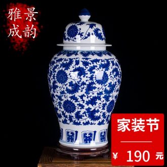 Jingdezhen blue and white vase sitting room of Chinese style restoring ancient ways chinaware coarse pottery zen gao modern home furnishing articles