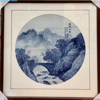 Jingdezhen ceramic Zhou Huisheng hand-painted porcelain plate painting landscapes Chinese style household sitting room porch of mural arts and crafts