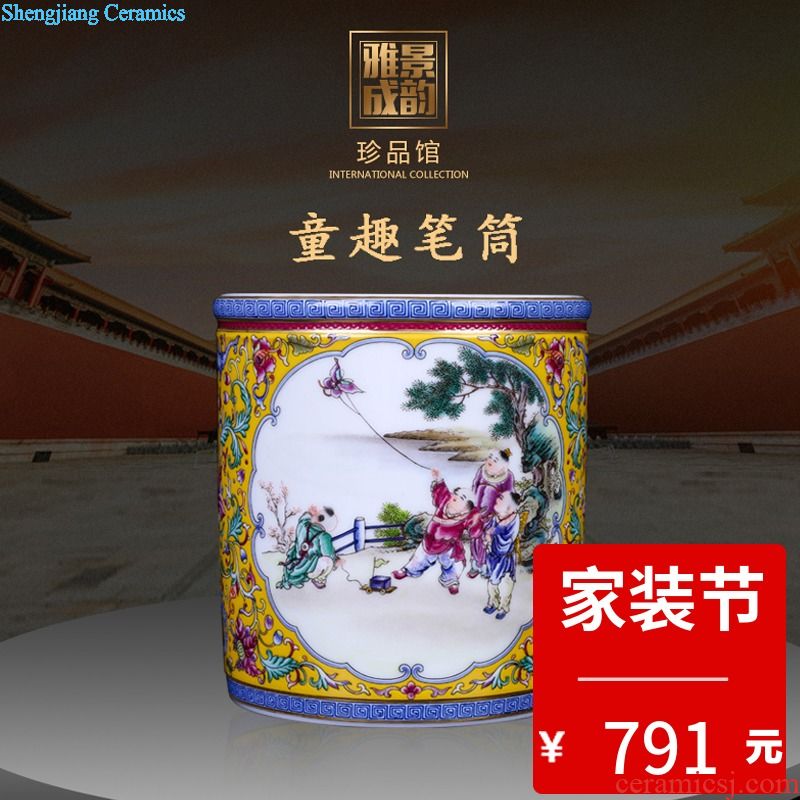 Restoring ancient ways of jingdezhen ceramic powder wariety pen container office furnishing articles home decorative arts and crafts opening gifts teachers